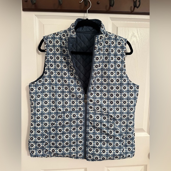 Reversible Puffer Insulation Vest Silver Pockets Zipper - Picture 5 of 11